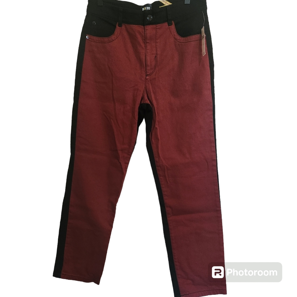 Maeve by Anthropologie Y2k Womens Colorblocked Jeans Black & Orange